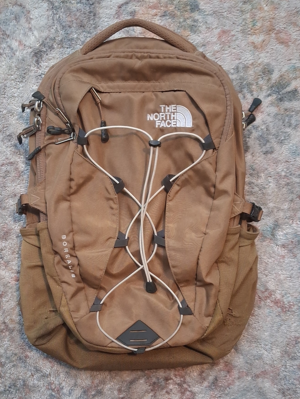 The North Face Borealis Backpack in Khaki with White Bungee